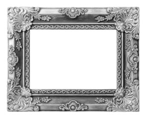 The antique silver frame on the white  background
