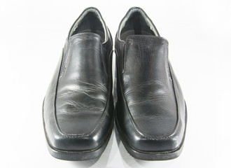 Black man leather shoe  on white background.