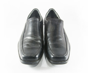 Black man leather shoe  on white background.