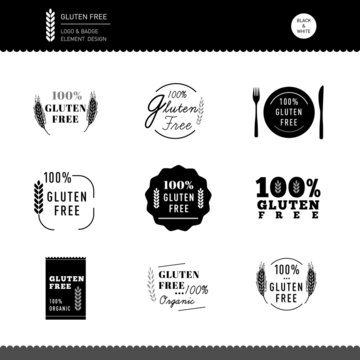 Collection of Gluten Free Icon vector design Black and White