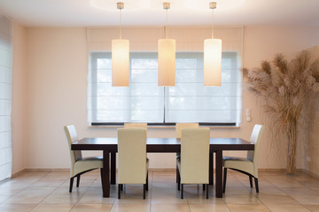 Wooden table in dinning room