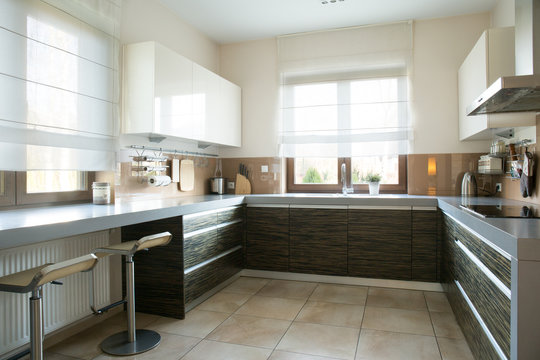 Spacious kitchen with window