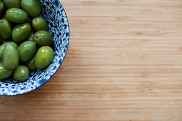 Olive, bowl, wooden board, mediterranean