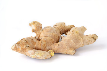 Root ginger isolated on white background.