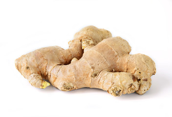 Root ginger isolated on white background.