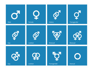 Sexual orientation icons on blue background.