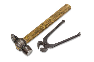 Old hammer and pincers