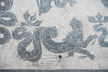 Mosaic detail of antique roman thermal pool