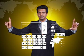 Man showing computer keys