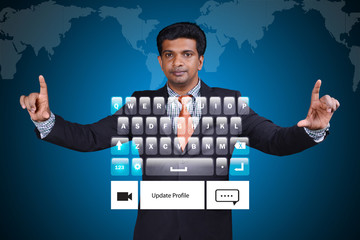 Man showing computer keys