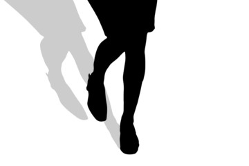 Vector silhouette of female feet.