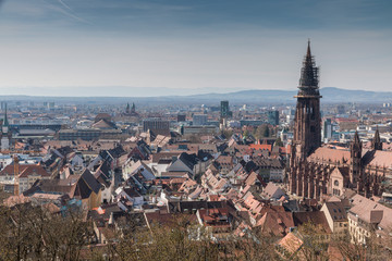 Obraz premium Freiburg Cathedral city view