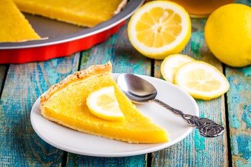 piece of lemon tart on a plate