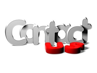 3D Silver Word Contact Us on white background
