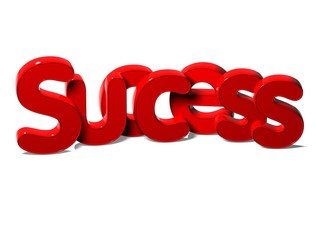 3D Red Word Success on white background