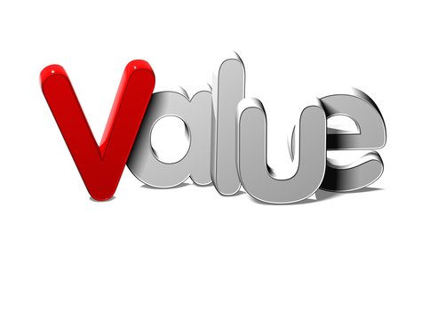 3D Silver Word Value on white background