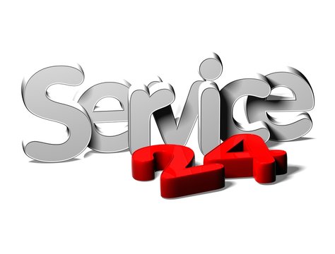 3D Silver Word Service 24 on white background