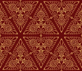 Gordijnen Seamless vector background pattern with triangle motifs © Katangkoro