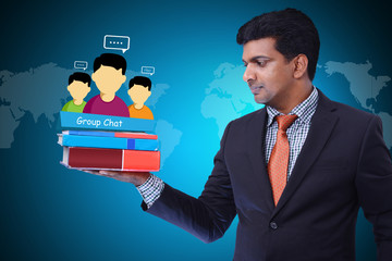 Man showing social network concept