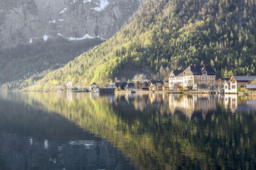 Fototapeta premium Hallstatt town with traditional wooden houses