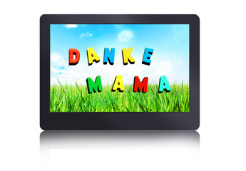Buchstaben "Danke Mama" auf tablet