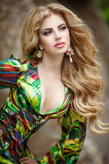 Naklejka premium Fashionable woman blonde girl outdoor