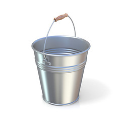 Metal bucket isolated on a white background. Raised handle © djmilic