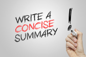 Hand writing write a concise summary