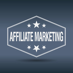 affiliate marketing hexagonal white vintage retro style label