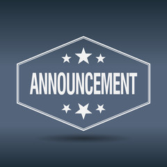 announcement hexagonal white vintage retro style label