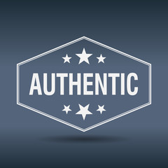 authentic hexagonal white vintage retro style label