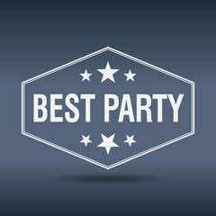 best party hexagonal white vintage retro style label