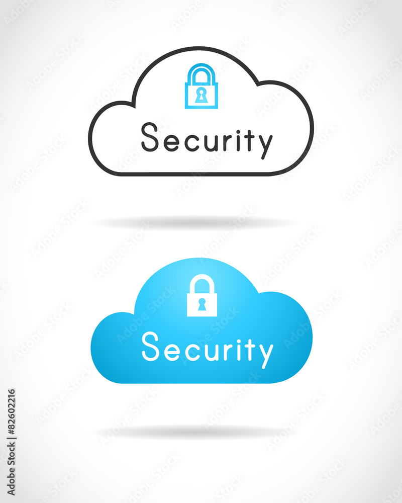 Poster cloud computing design with lock as security symbol