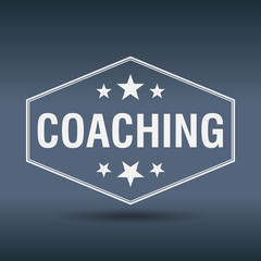 coaching hexagonal white vintage retro style label