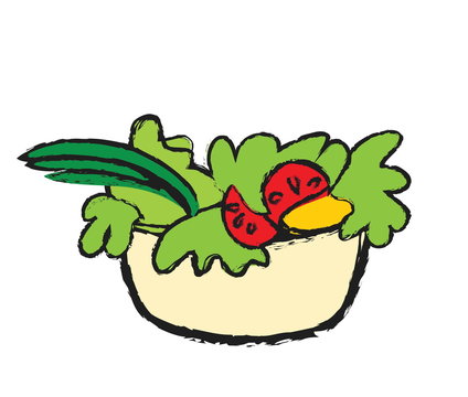doodle color salad bowl, vegetable