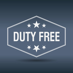 duty free hexagonal white vintage retro style label