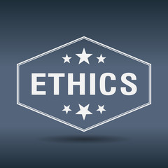 ethics hexagonal white vintage retro style label