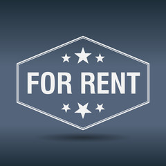 for rent hexagonal white vintage retro style label