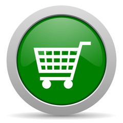 cart green glossy web icon