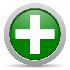 plus green glossy web icon