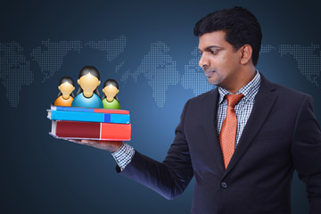 Man showing social network concept