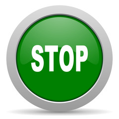 stop green glossy web icon