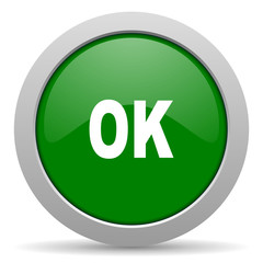 ok green glossy web icon