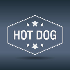 hot dog hexagonal white vintage retro style label