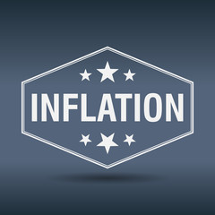inflation hexagonal white vintage retro style label