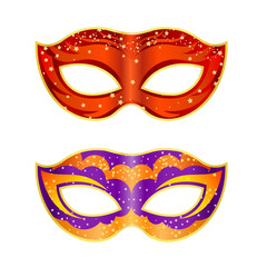 Two bright fancy mask on a white background. Isolate. Vector ill