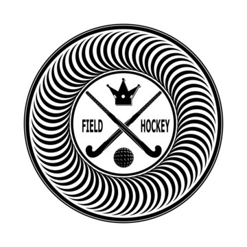 Badge field hockey on a white background . Vector illustration