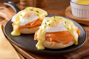 Fotobehang Eggs Benedict with Smoked Salmon © fudio