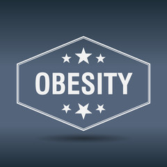 obesity hexagonal white vintage retro style label
