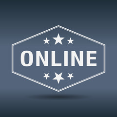 online hexagonal white vintage retro style label